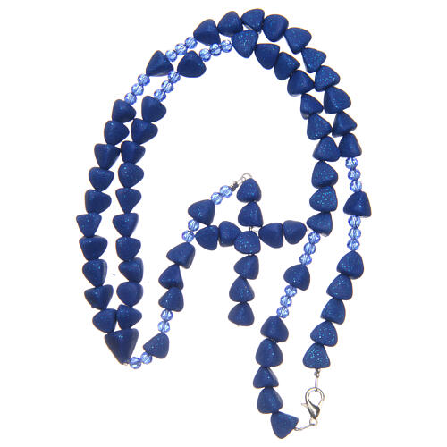 Medjugorje rosary in ultramarine blue baked ceramic, 8 mm beads 4