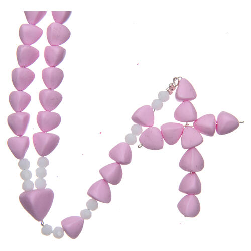 Medjugorje rosary in baked ceramic, pink beads 8 mm 1