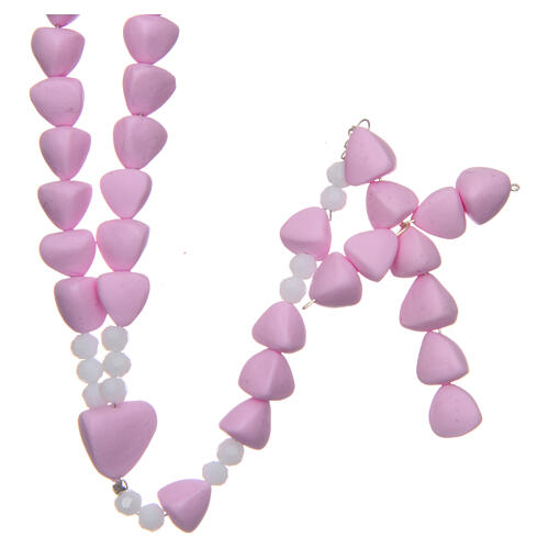 Medjugorje rosary in baked ceramic, pink beads 8 mm 2