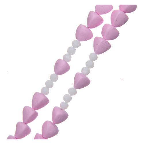 Medjugorje rosary in baked ceramic, pink beads 8 mm 3