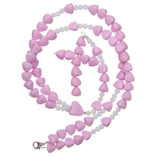 Medjugorje rosary in baked ceramic, pink beads 8 mm 4