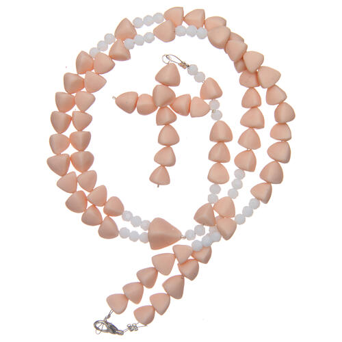 Ceramic rosary Medjugorje 8 mm powder pink beads 4