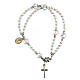 Bracciale grigio Medjugorje cristallo e metallo con croce e medaglia s2