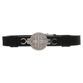 Bracelet in black leather, Medjugorje