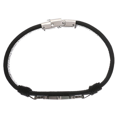 Bracelet in black leather, Medjugorje 1