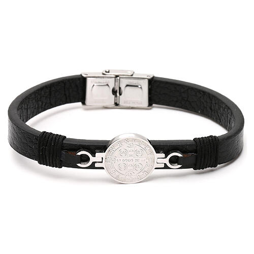 Bracelet in black leather, Medjugorje 3