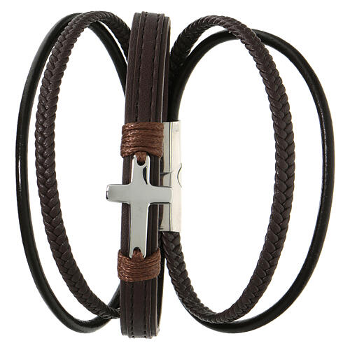 Bracciale Medjugorje pelle croce argentata 1