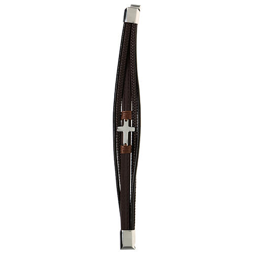 Bracciale Medjugorje pelle croce argentata 4