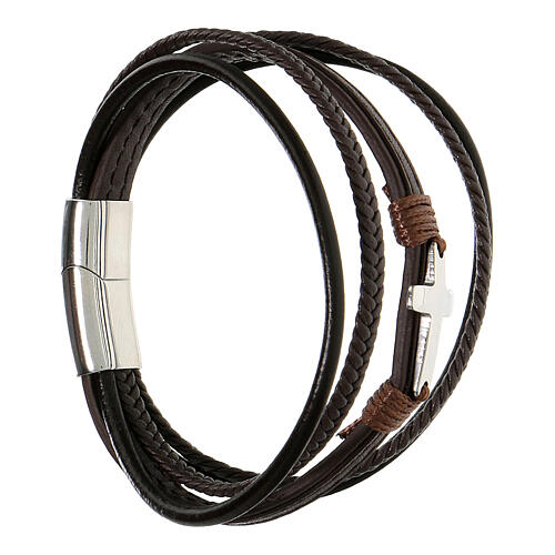 Bracciale Medjugorje pelle croce argentata 5