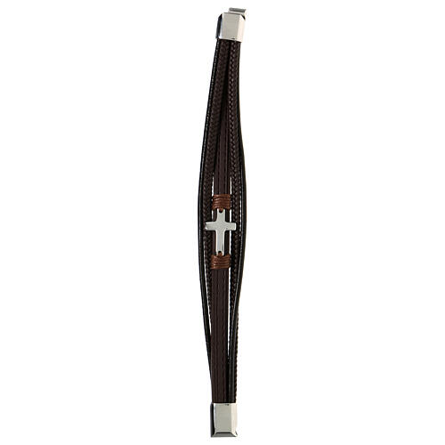 Medjugorje leather in leather silver cross 4