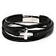 Black leather Medjugorje bracelet silver cross s3