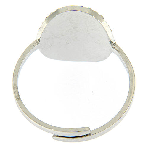 Medjugorje ring in silver steel with transparent gray cross 3