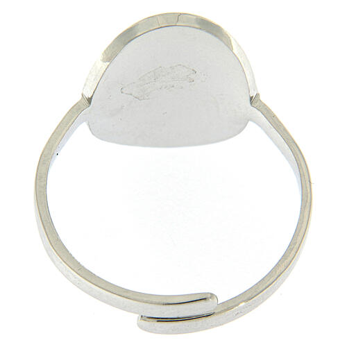 Adjustable silvered steel ring depicting Our Lady of Medjugorje 3