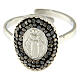 Silver-plated steel ring of Our Lady of Medjugorje with black rhinestones s3