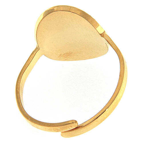Golden steel ring Madonna Medjugorje golden centerpiece 2