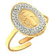 Golden steel ring Madonna Medjugorje golden centerpiece s1