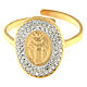 Golden steel ring Madonna Medjugorje golden centerpiece s3