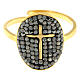 Medjugorje Ring aus vergoldetem Stahl mit vergoldetem Kreuz und schwarzen Strass-Steinen s3