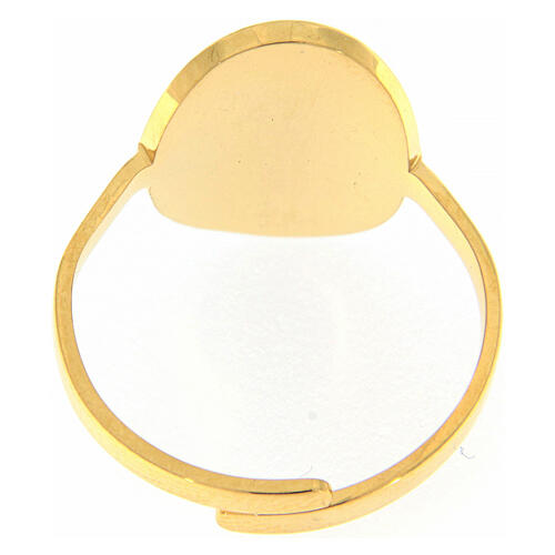 Adjustable ring made of golden steel and black rhinestones 2