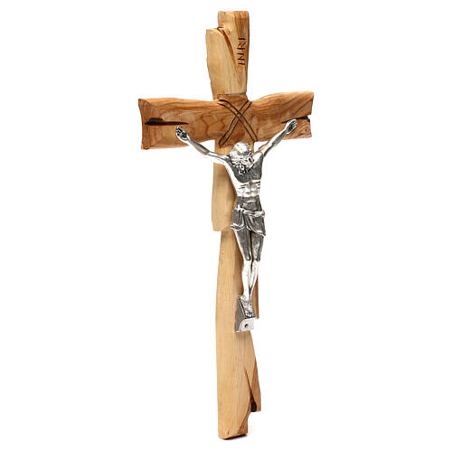 Medjugorje olivewood crucifix, silver-plated body of Christ, 33x17 cm 4