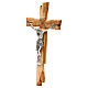 Medjugorje crucifix in olive wood Jesus Christ in silver 33x17 cm s3