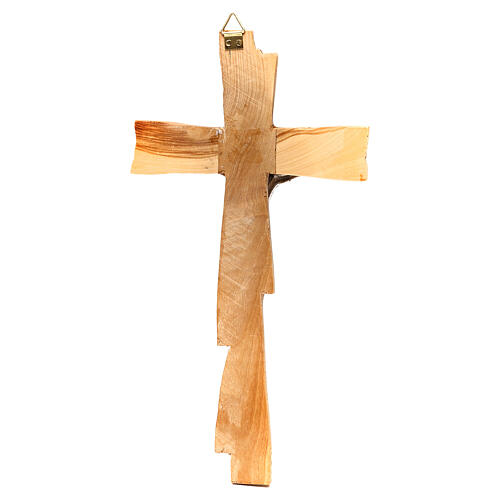 Olivewood crucifix with silver-plated Jesus, Medjugorje, 20x10 cm 4