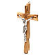 Olivewood crucifix with silver-plated Jesus, Medjugorje, 20x10 cm s2