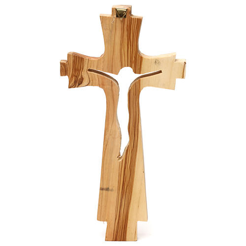 Crucifix bois olivier sculpté Medjugorje 25x13 cm 3
