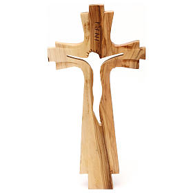 Croci e calamite e oggettistica: Crocifisso legno ulivo intagliato Medjugorje 25x13 cm