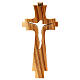 Crucifix en bois d'olivier sculpté Medjugorje 23x10 cm s3