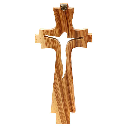 Crucifixo madeira de oliveira esculpida Medjugorje 23x10 cm 3