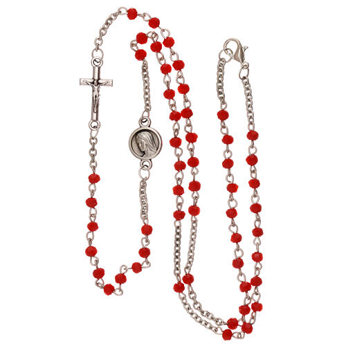 Medjugorje cristal rosary, coral-coloured 4