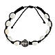 Medjugorje rope bracelet with 10 beads of polished stone and medal s1