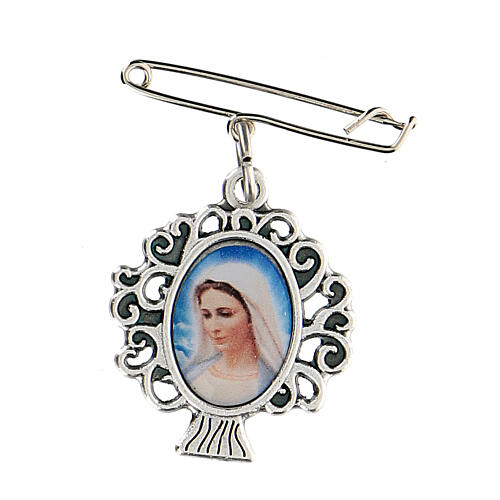 Broach with pendant, Our Lady of Medjugorje and tree of life 1