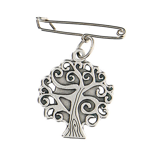 Broach with pendant, Our Lady of Medjugorje and tree of life 2