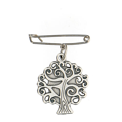 Broach with pendant, Our Lady of Medjugorje and tree of life 4