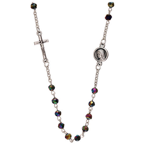 Rosenkranzkette aus Medjugorje mit irisierenden Perlen 1