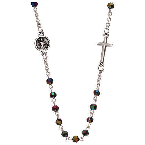Rosenkranzkette aus Medjugorje mit irisierenden Perlen 2