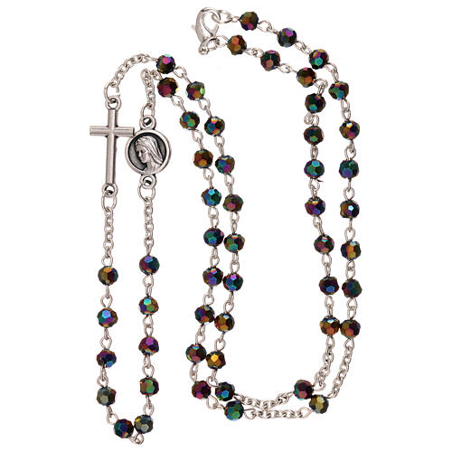 Rosenkranzkette aus Medjugorje mit irisierenden Perlen 4