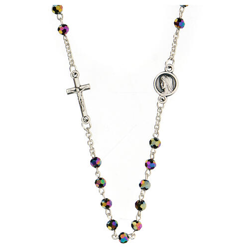 Rosenkranzkette aus Medjugorje mit irisierenden Perlen 5
