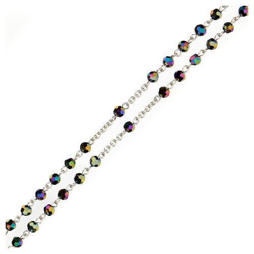 Rosenkranzkette aus Medjugorje mit irisierenden Perlen 7