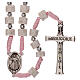 Medjugorje rosary with white stone and pink string s2