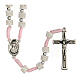 Medjugorje rosary with white stone and pink string s5