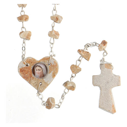Red Medjugorje stone rosary with heart and Our Lady image 1