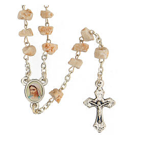 Red Medjugorje stone rosary with metal cross
