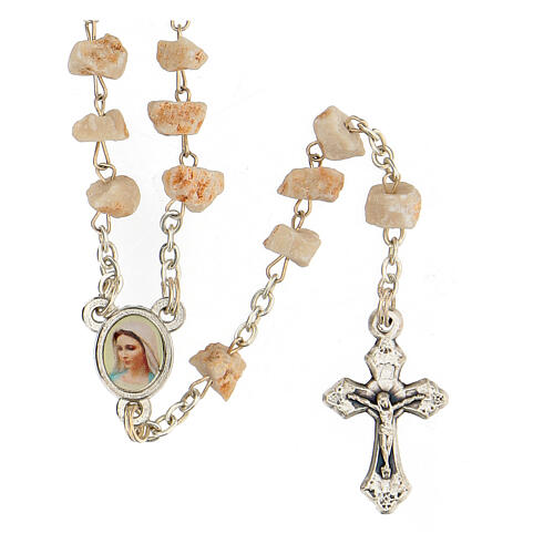 Red Medjugorje stone rosary with metal cross 1