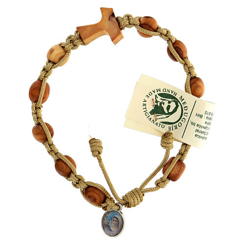 Medjugorje wood bracelet with tau cross 1