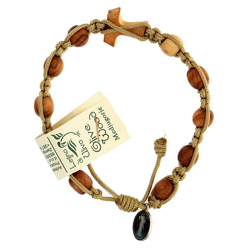 Medjugorje wood bracelet with tau cross 2