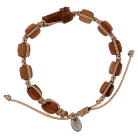 Bracciali, coroncine della pace, decine: Bracciale legno con croce Tau Medjugorje