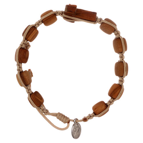 Pulseira madeira com cruz Tau Medjugorje 1